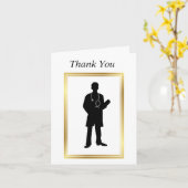 男性ドクターシルエットカ空白のード カード (黄色い花)