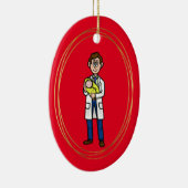 男性ドクターホールディングベビークリスマスオーナメント セラミックオーナメント (右)