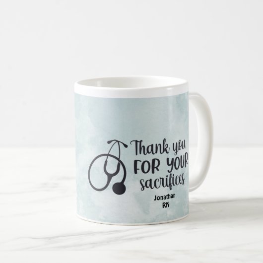 男性ナースパーソナライズされたコーヒーマグ コーヒーマグカップ (正面右)
