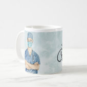 男性ナースパーソナライズされたコーヒーマグ コーヒーマグカップ (正面左)