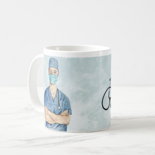 男性ナースパーソナライズされたコーヒーマグ コーヒーマグカップ (正面左)