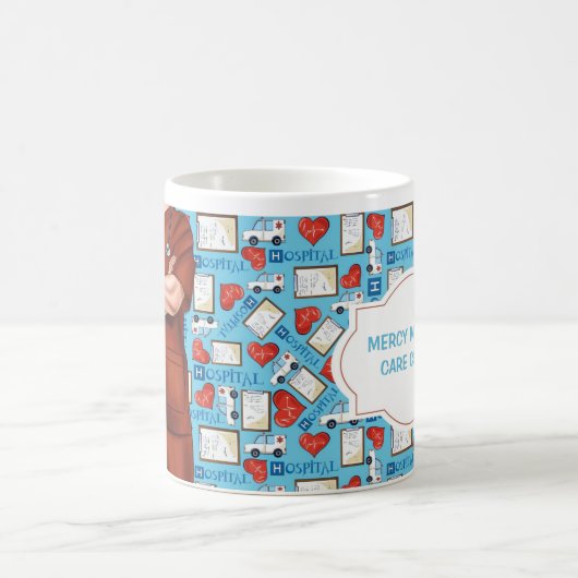 男性ナースホワイトスクラブパーソナライズされたコーヒーマグ コーヒーマグカップ (中央)