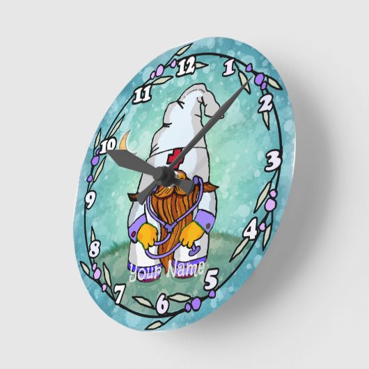 男性ナース格言 ラウンド壁時計 (傾斜)