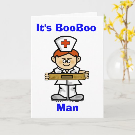 男性ナース赤毛グリーティングカーカスタマイズド: カード (黄色い花)