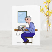 男性ハムオペレーター – グレーヘア カード (黄色い花)