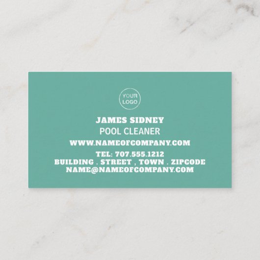男性バザーポートレートスイミングプールクリーナー 名刺 (裏面)