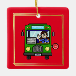 男性バスドライバクリスマスオーナメント セラミックオーナメント