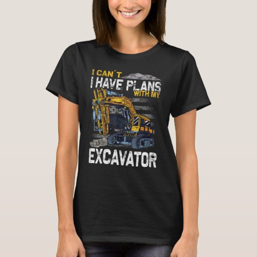 男性バックホーオペレーター 建設作業員 油圧ショベル運転士 Tシャツ (正面)