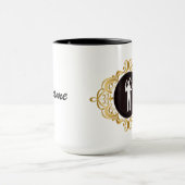 男性バーテンダー白シルエットマグ(名前あり) マグカップ (中央)