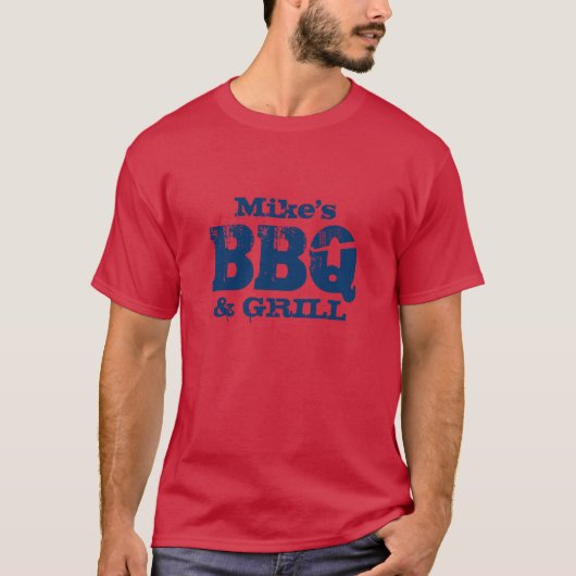 男性パーソナライズされたにBBQ tシャツと名付けカッコいいる Tシャツ (正面)