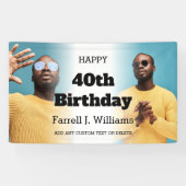 男性パーソナライズされた写真コラージュ40歳の誕生日パーティー 横断幕 (横)