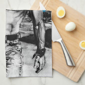 男性パーソナライズされた名手描きセクシーアルファカウボーイ キッチンタオル (四つ折り)