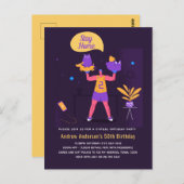 男性パーティースポーツ卒業用の仮想誕生日 ポストカード (正面/裏面)