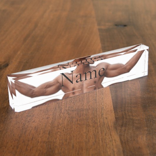 男性フィットネスモデルThunder_Cove デスクネームプレート (側面)