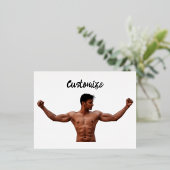 男性フィットネスモデルThunder_Cove 箔シーズンポストカード (立ち正面)