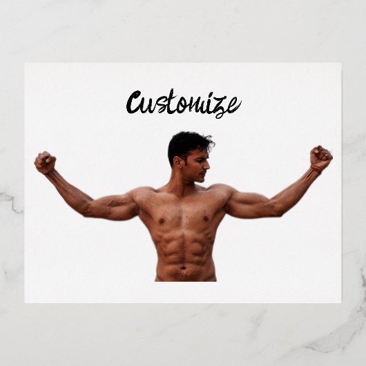 男性フィットネスモデルThunder_Cove 箔シーズンポストカード (正面)