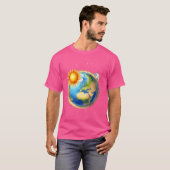 男性フラットアース協会 おもしろ陰謀 スペースグローブ Tシャツ (正面フル)