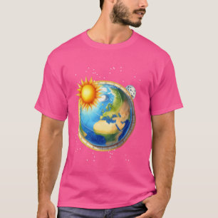 男性フラットアース協会 おもしろ陰謀 スペースグローブ Tシャツ