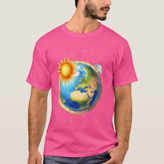 男性フラットアース協会 おもしろ陰謀 スペースグローブ Tシャツ (正面)
