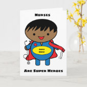 男性ブラックナースすごいヒーローかわいいパーソナライズ カード (黄色い花)