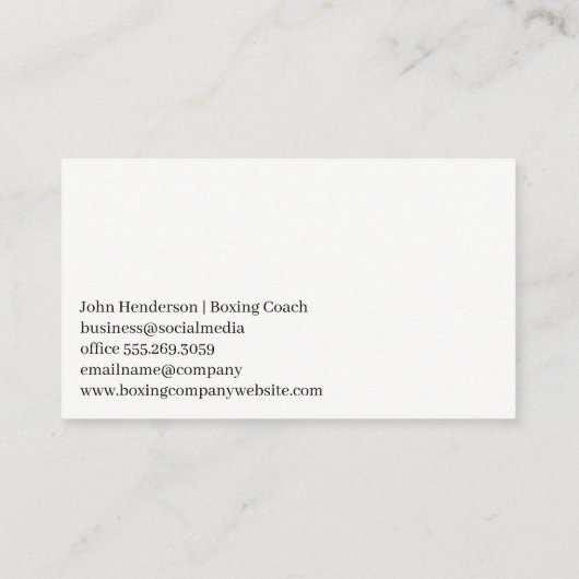 男性ボクシングのリングや輪 名刺 (裏面)