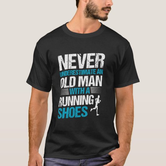 男性マラソンランナー向けの面白いランニングアート Tシャツ (正面)