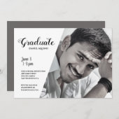 男性モダンのカスタム写真卒業 招待状 (正面/裏面)