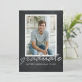 男性モダン写真枠卒業パーティー招待状 招待状 (スタンド正面)