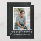 男性モダン写真枠卒業パーティー招待状 招待状 (正面/裏面)