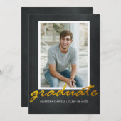 男性モダン写真枠卒業パーティー招待状 招待状 (正面/裏面)