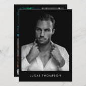 男性モデリングアクターCompカード5写真QRコード 招待状 (正面/裏面)