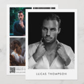 男性モデリングアクターCompカード5写真QRコード 招待状 (正面/裏面)