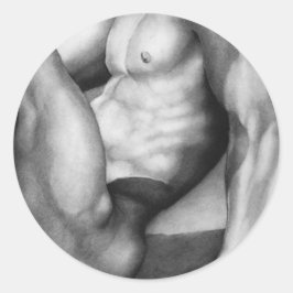 男性モデル男性へ付き男らしラウンドステッカー ラウンドシール