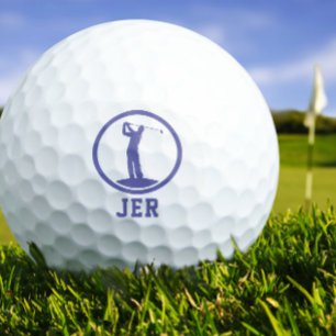 男性モノグラムのゴルファーのシルエットペリウィンクルブルー ゴルフボール