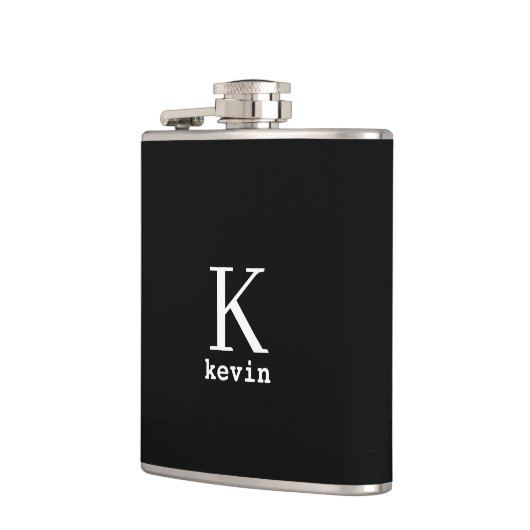 男性モノグラモダンム白黒パーソナライズされた フラスク (左)