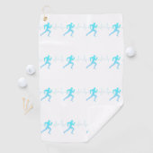 男性ランニングのシルエットグラデーションとハートビートブルー ゴルフタオル (インサイチュ)