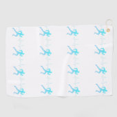 男性ランニングのシルエットグラデーションとハートビートブルー ゴルフタオル (横)