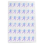 男性ランニングのシルエットグラデーションとハートビートライン ミディアムペーパーバッグ (正面)