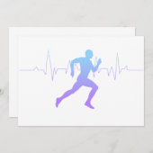 男性ランニングのシルエットグラデーションとハートビートライン 招待状 (正面/裏面)