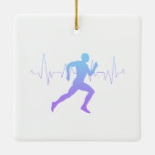 男性ランニングランナーのシルエットグラデーション セラミックオーナメント (裏面)