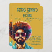 男性レトロ巻き戻し50誕生日Shindigパーティー 招待状 (正面/裏面)