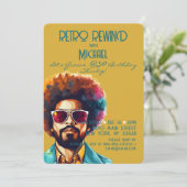 男性レトロ巻き戻し50誕生日Shindigパーティー 招待状 (スタンド正面)