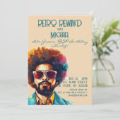 男性レトロ巻き戻し50誕生日Shindigパーティー 招待状 (スタンド正面)