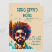 男性レトロ巻き戻し50誕生日Shindigパーティー 招待状 (正面/裏面)