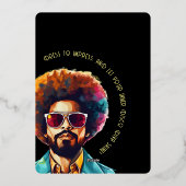 男性レトロ巻き戻し50誕生日Shindigパーティー 箔招待状 (裏面)