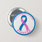 男性乳がん戦闘機リボンホワイトボタン 缶バッジ (正面&裏面)