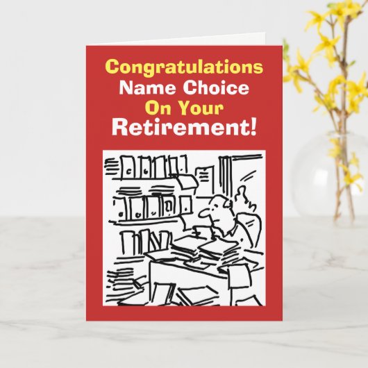 男性会社員退職 カード (黄色い花)