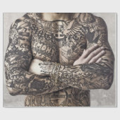 男性体の入れ墨の写真シート ラッピングペーパー (フラット)