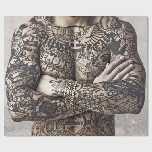 男性体の入れ墨の写真シート ラッピングペーパー (フラット)