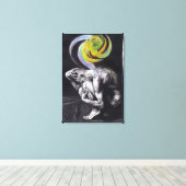 男性体カラフルソウルダーク超リアルスケッチアート キャンバスプリント (インサイチュ (ウッドフロア))